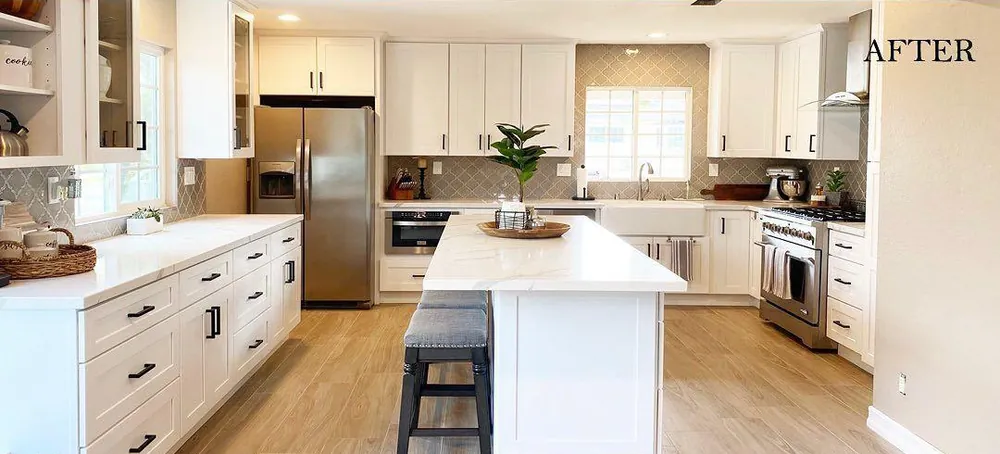 Kitchen remodeling in Central PA - white shaker cabinets and quartz island